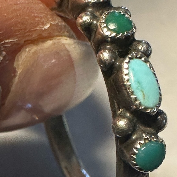 Jewelry - Vintage Native American Turquoise and Green Stone Silver Ring